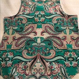 Van Heusen 100% Polyester XL Aqua Paisley Print Pullover Top Tunic